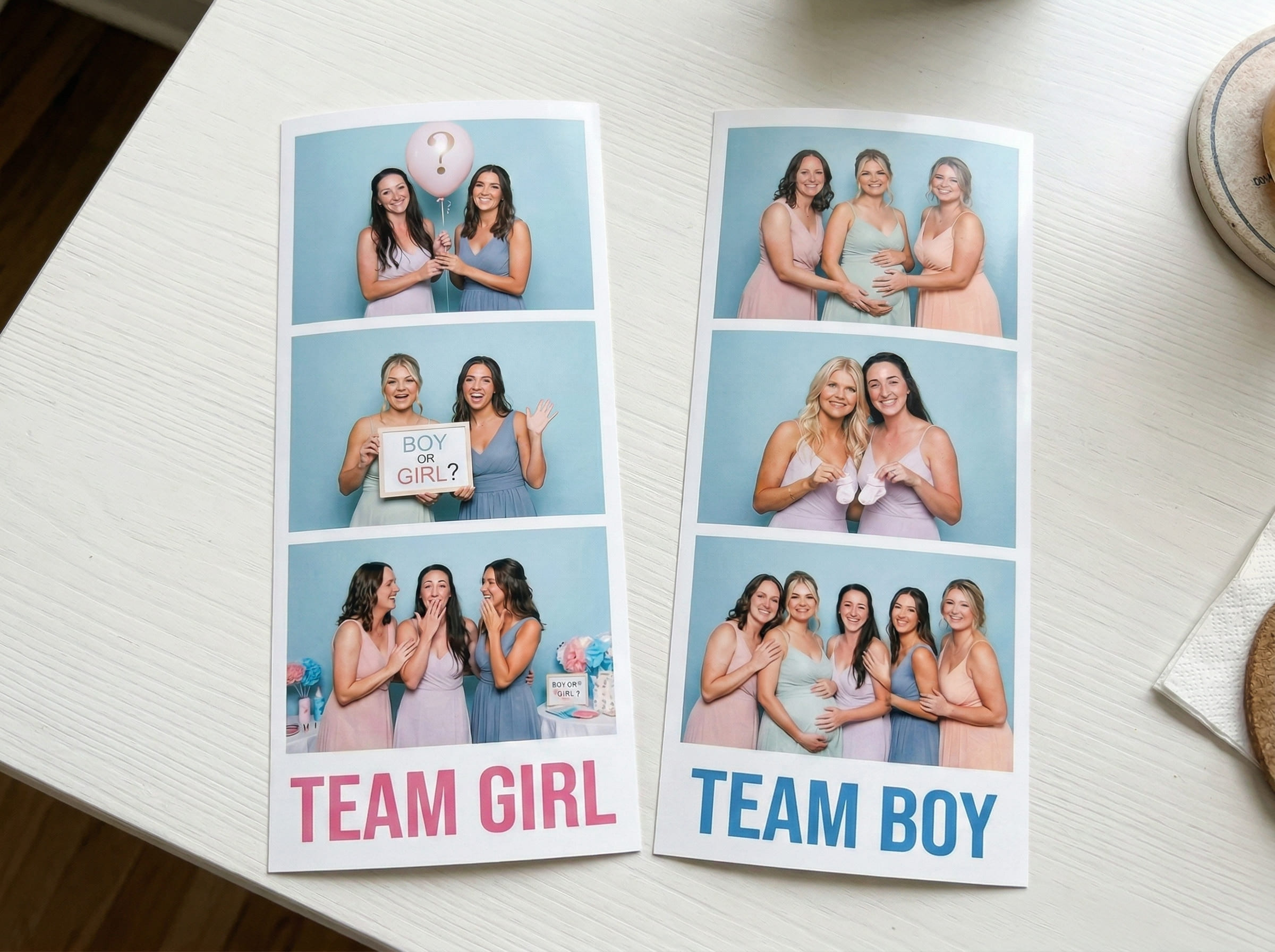Mirror photo booth at a Calgary gender reveal party